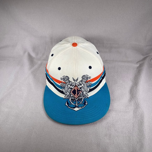 COOGI Hat Mens 7 5/8 Fitted White Baseball Cap 3 Stripes Embroidered Flat Bill - Picture 6 of 10